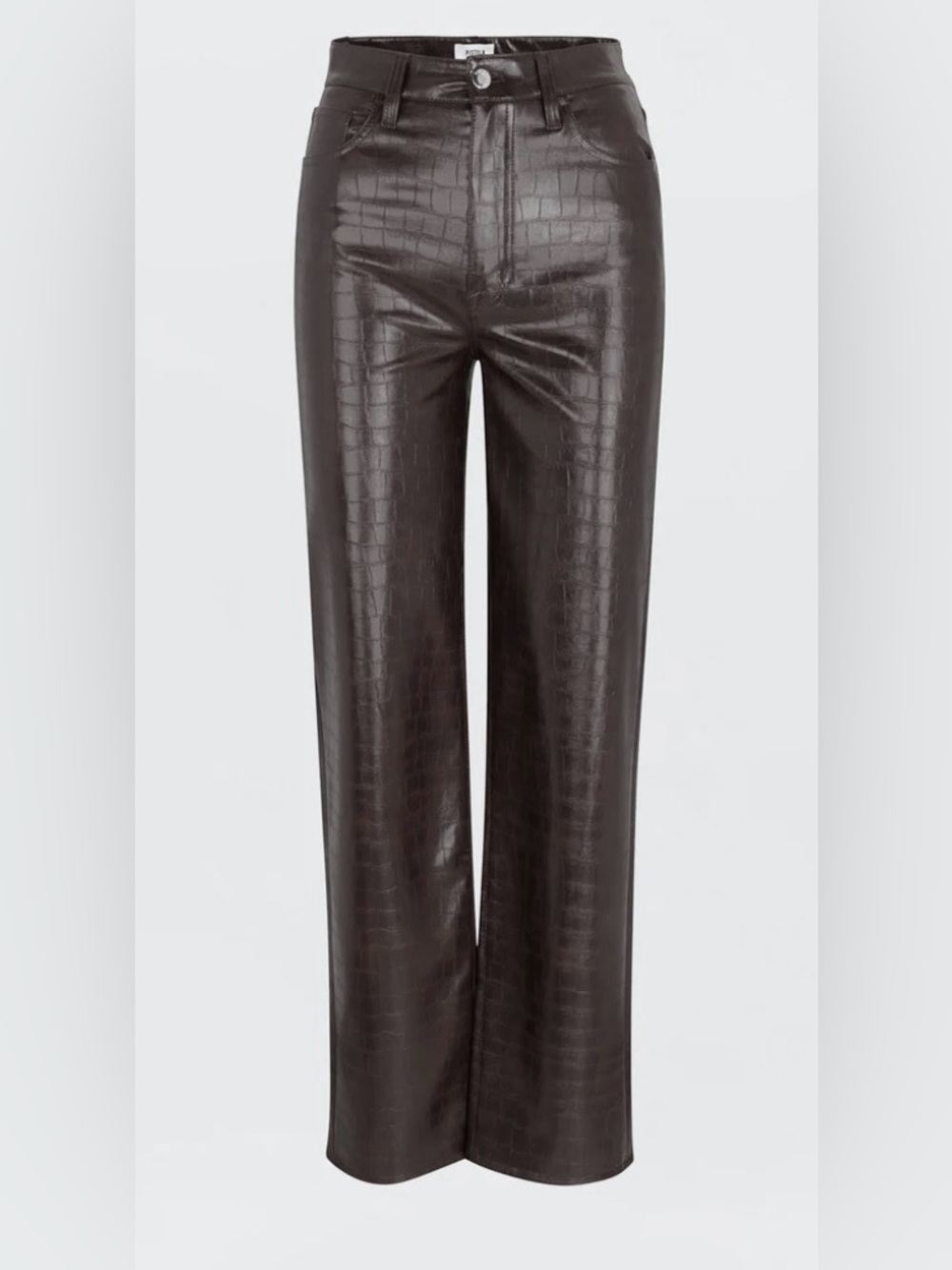 Pistola Croc-Embossed Wide Straight Leg Pants in Black